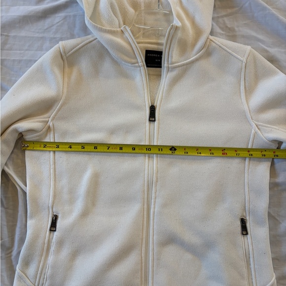Andrew Marc Cream full zip hooded fleece jacket with pockets, size M - Picture 6 of 7